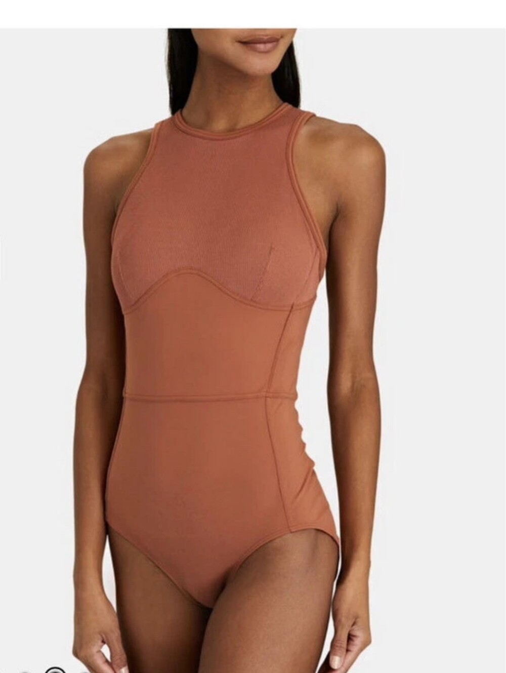 NEW BALANCE × Bandier Paneled Bodysuit Size Small Womens Active Terracotta
